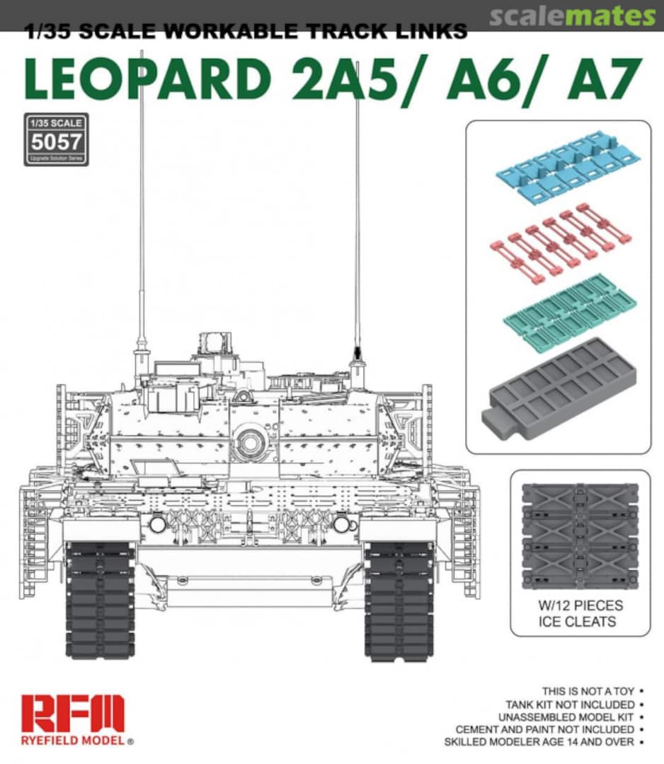 Boxart Workable Track Links for Leopard 2A5/A6/A7 RM-5057 Rye Field Model