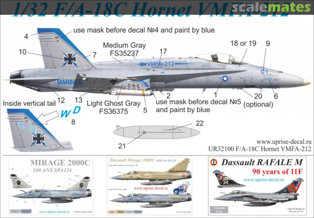 Boxart F/A-18C Hornet VMFA-212 UR32100 UpRise Decal Serbia