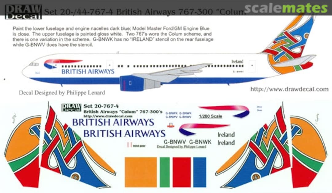 Boxart British Airways 767-300 “Colum” 20-767-4 Draw Decal