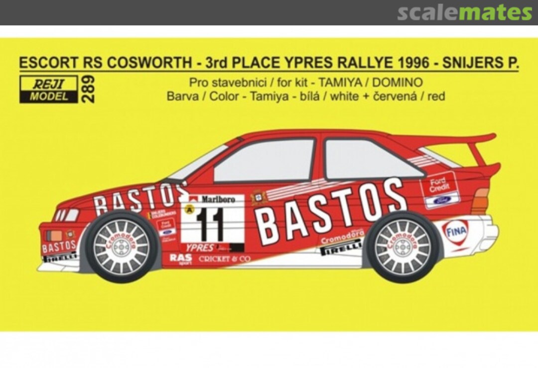 Boxart Escort RS Cosworth RAS Sport Team sponsored by Bastos - Ypres 24 Hours Rally 1996 289 REJI Model