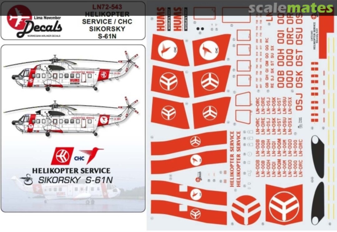 Boxart Helikopter Service/CHC Sikorsky S-61N LN72-543 Lima November Decals