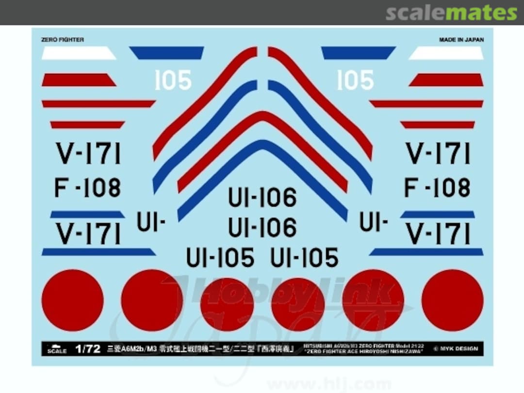 Boxart Mitsubishi A6M2b/M3 Zeror Model 21/22 Fighter Ace Hiroyoshi Nishizawa 06809 MYK Design
