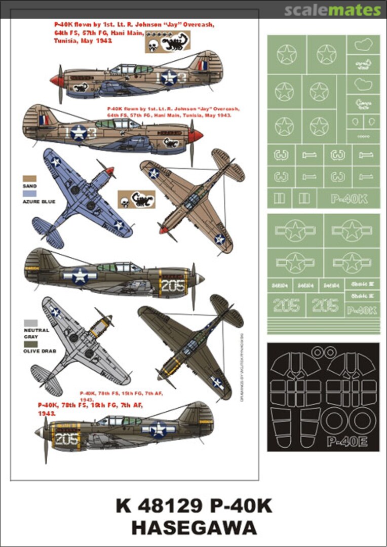 Boxart Curtiss P-40K Kittyhawk "USAAF" K48129 Montex