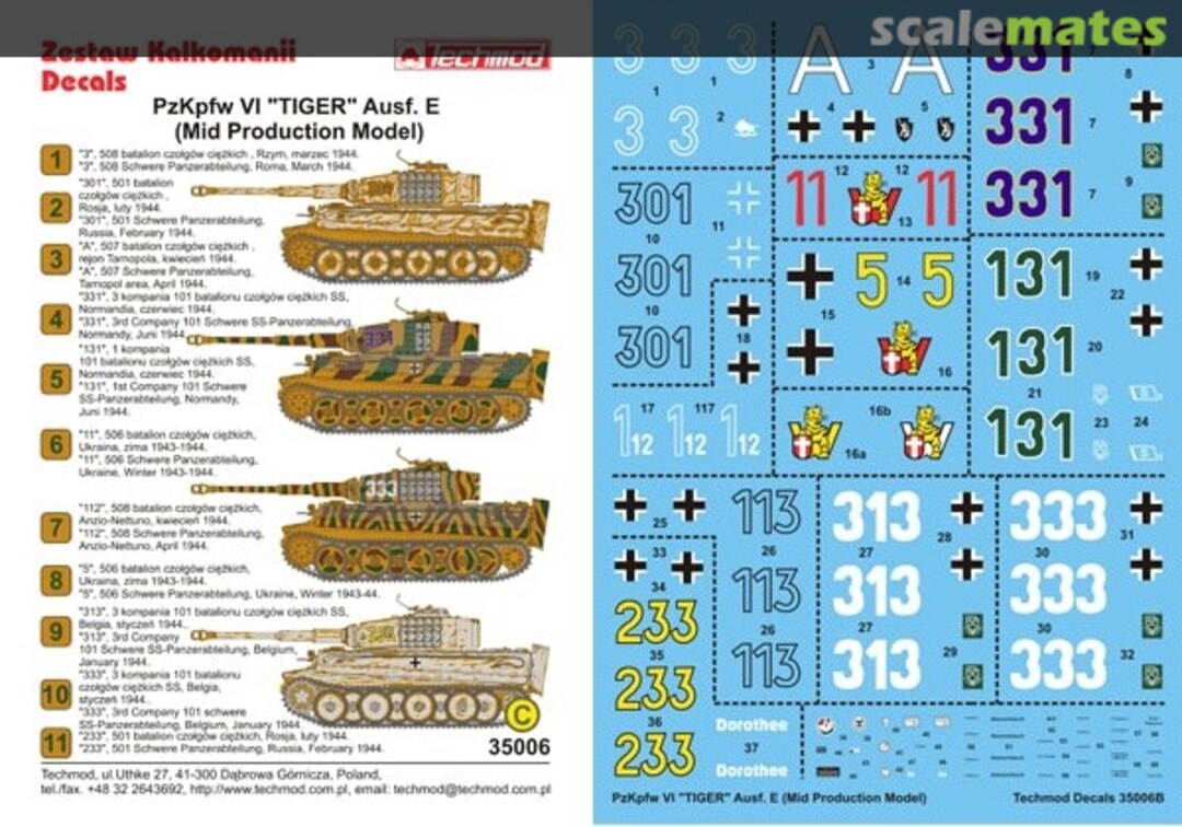 Boxart Pz.Kpfw.VI Tiger Ausf.E (Mid Production Model) 35006 Techmod