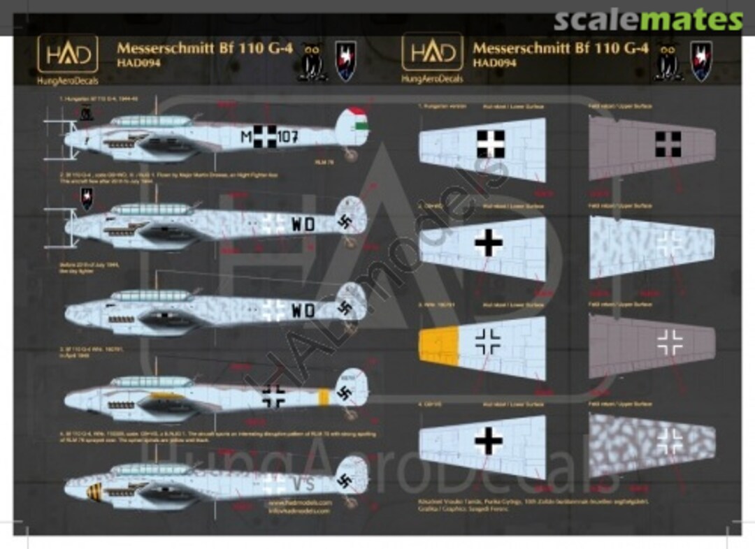 Boxart Messerschmitt Bf-110 G-4 48094 HungAeroDecals