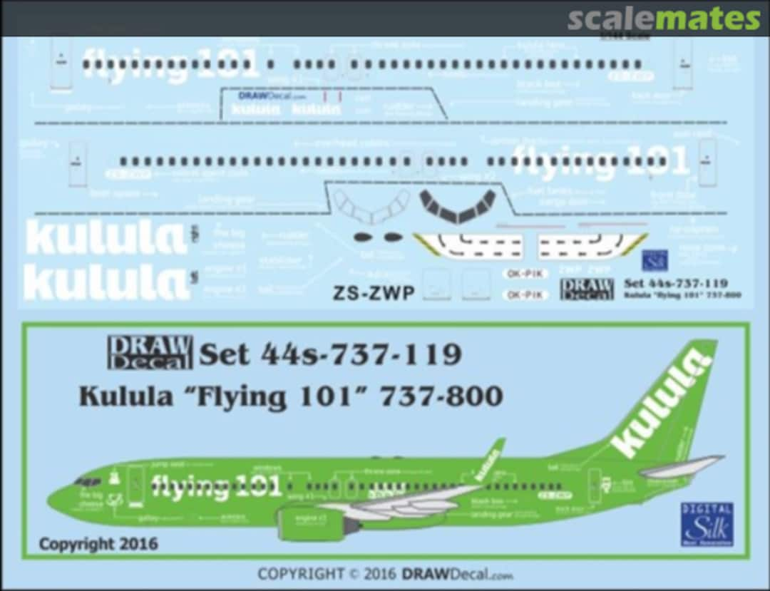 Boxart Kulula "Flying 101" 737-800 44s-737-119 Draw Decal