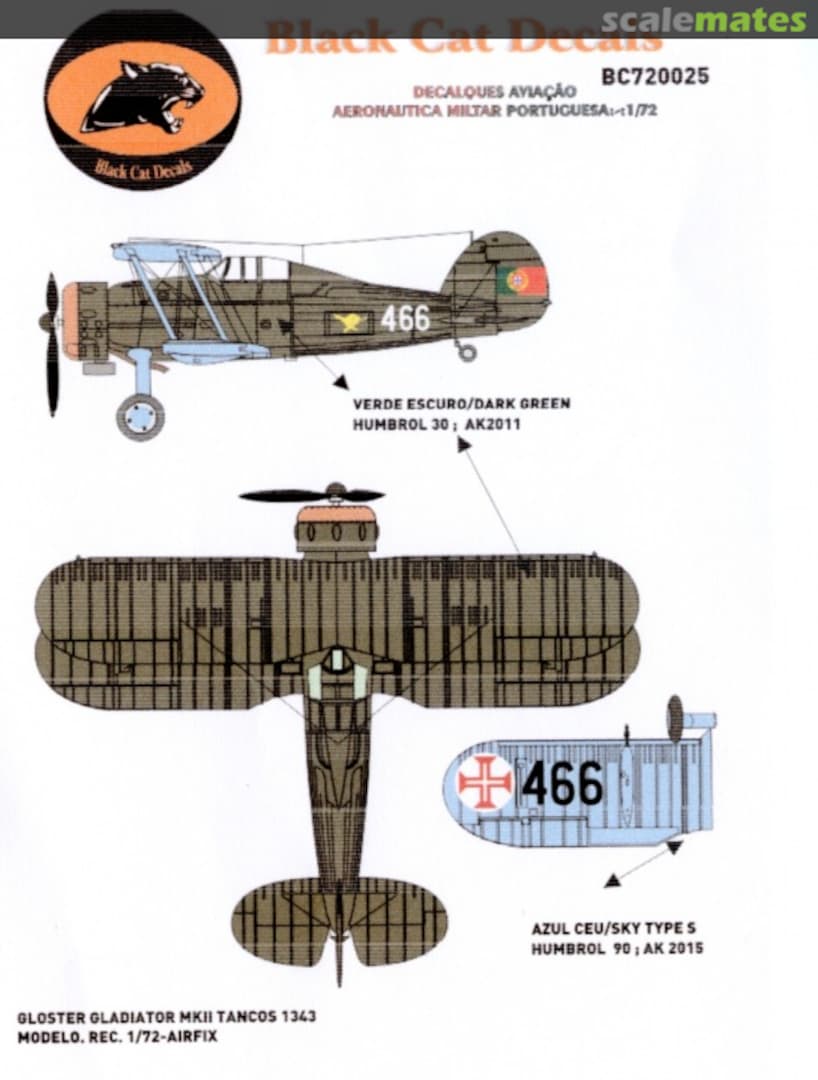 Boxart Gloster Gladiator Mk.II BC720025 Black Cat Decals