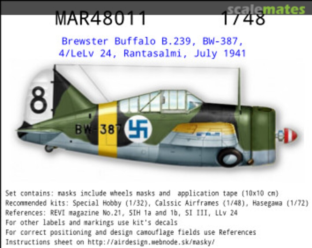 Boxart Brewster Buffalo B.239, BW-387, 1941 MAR48011 AIRDESIGN.SK