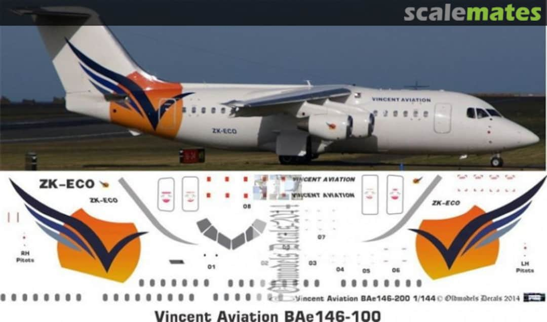 Boxart Vincent Aviation BAe146-200 OMD0594 Oldmodels Decals