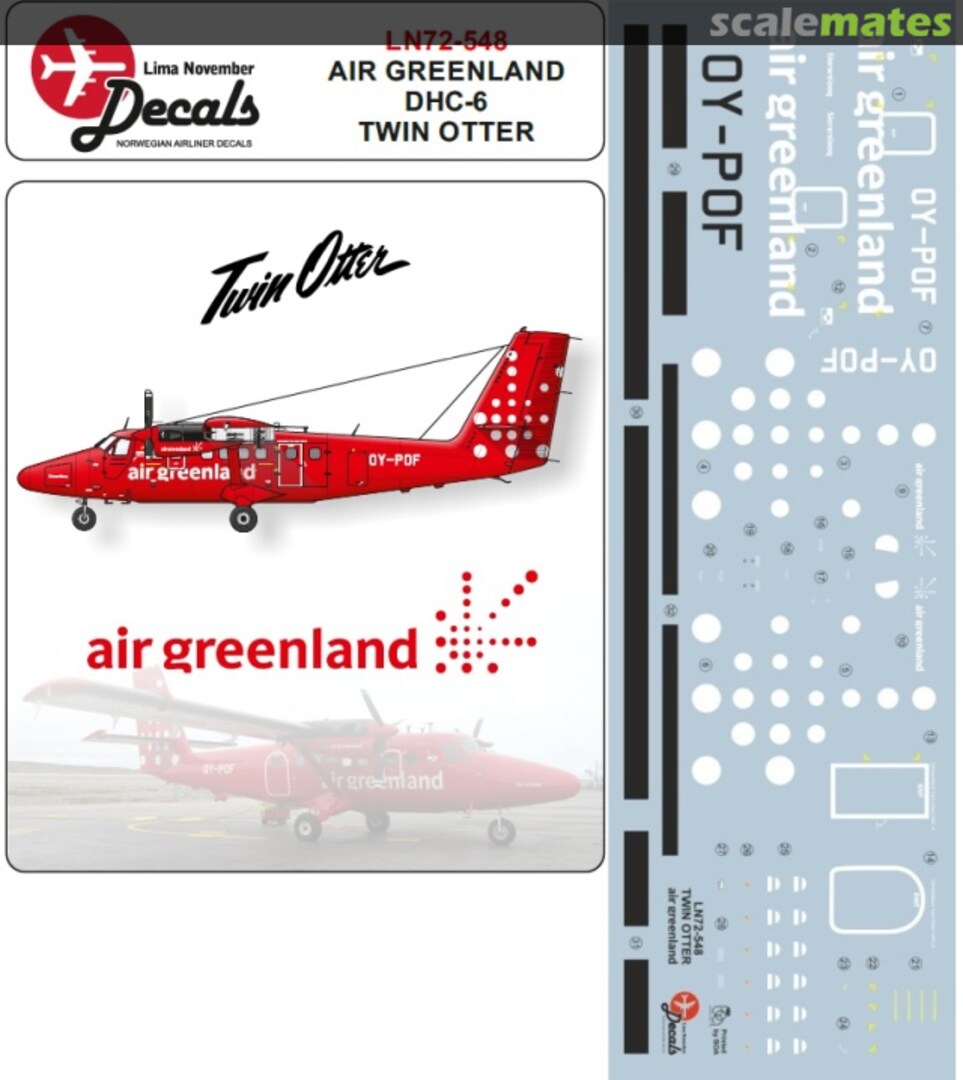 Boxart Air Greenland DHC-6 new cs. Including masks LN72-548 Lima November Decals