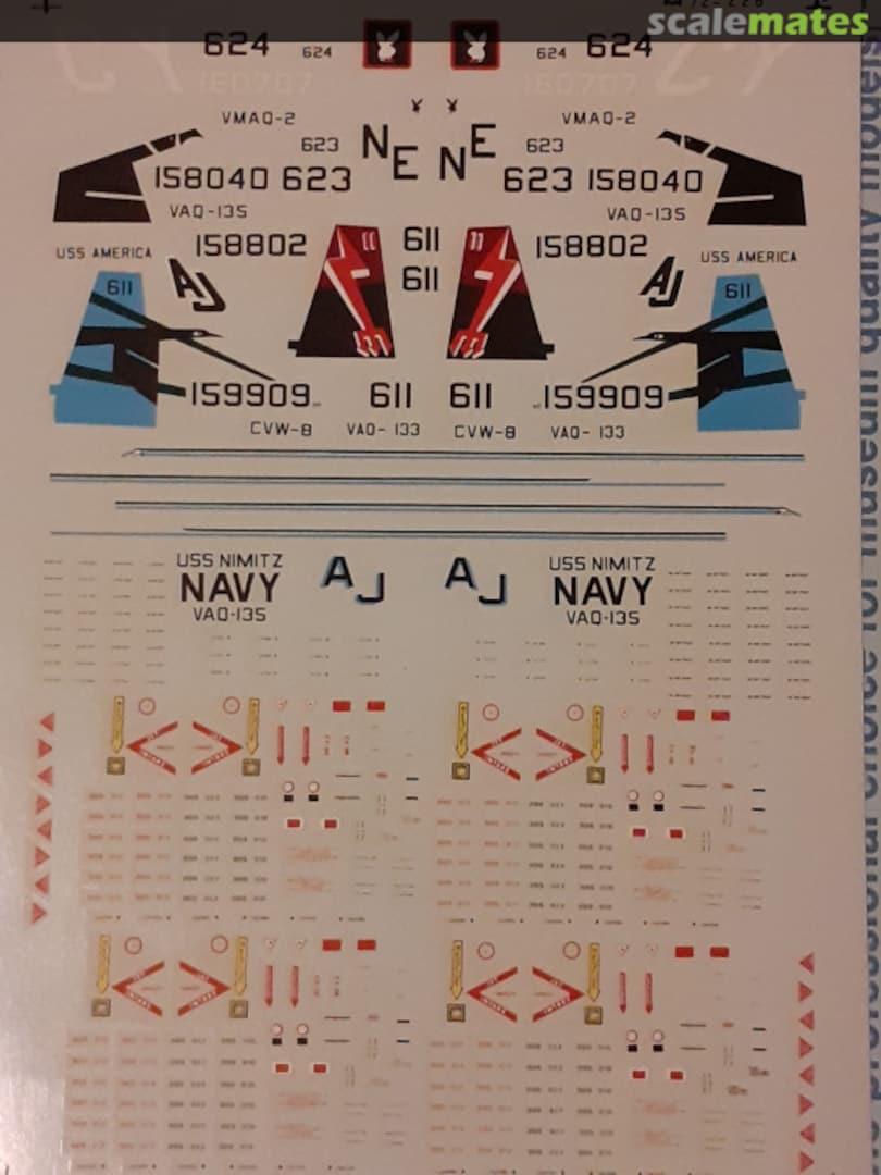 Boxart EA-6B´s VMAQ-2 (MARINES), VAQ-135 (USS NIMITZ), VAQ-133 (USS AMERICA) 720226 Microscale