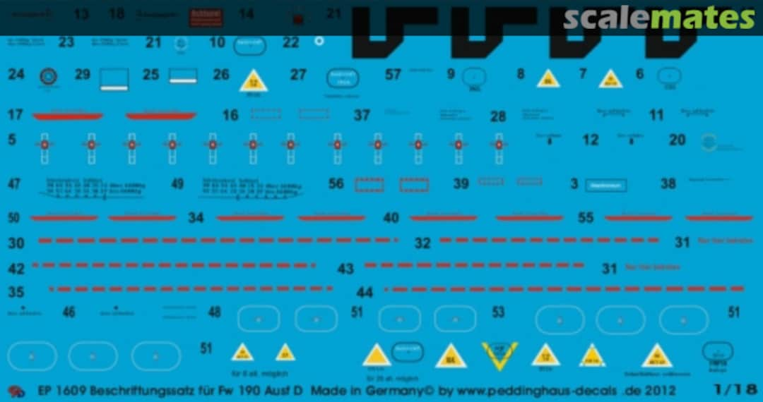 Boxart Stencils for FW 190 D, 21. Century planes EP 1609 Peddinghaus-Decals