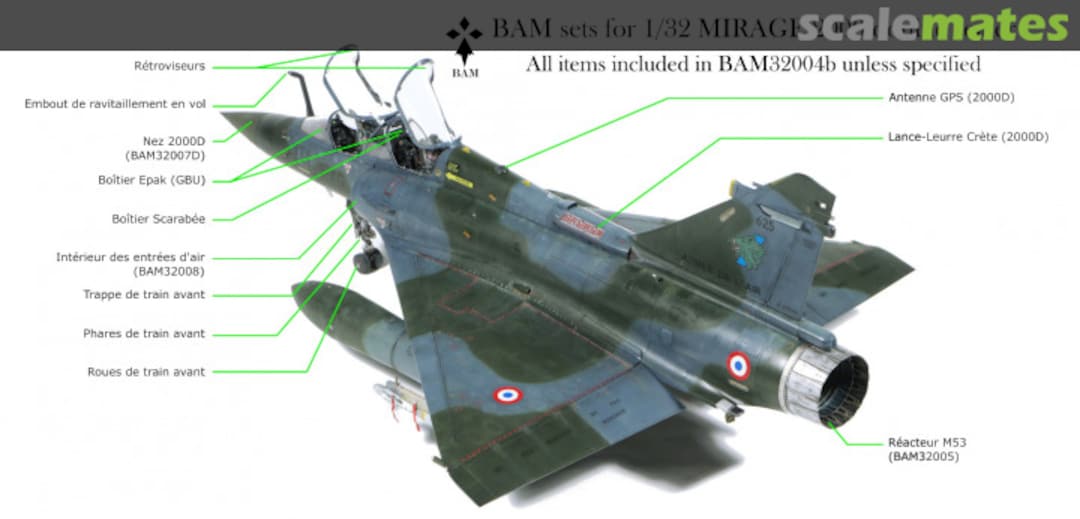 Boxart Mirage 2000 external detail sets - Double seater (Biplace) BAM32004b BAM Models