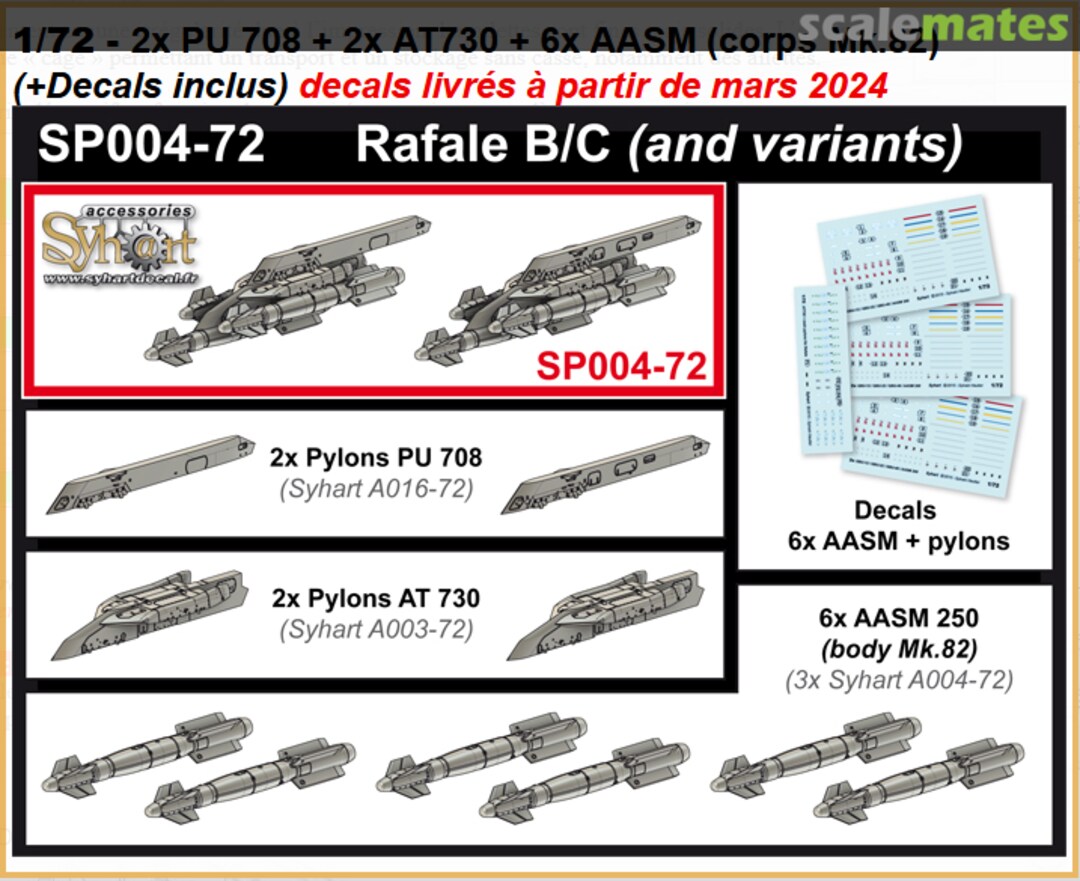 Boxart 2x PU 708 + 2x AT730 + 6x AASM (corps Mk.82) SP004-72 Syhart