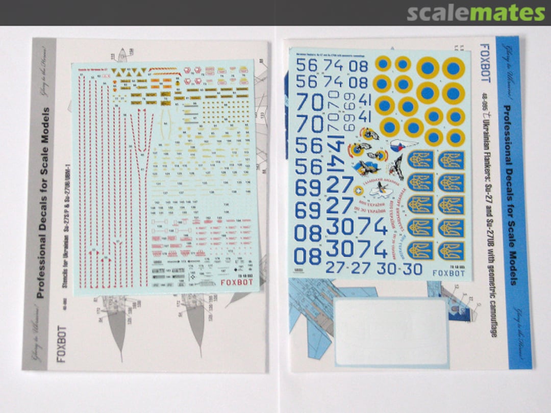 Boxart Ukrainian Flankers: Su-27 and Su-27UB with geometric camouflage 48-095T Foxbot