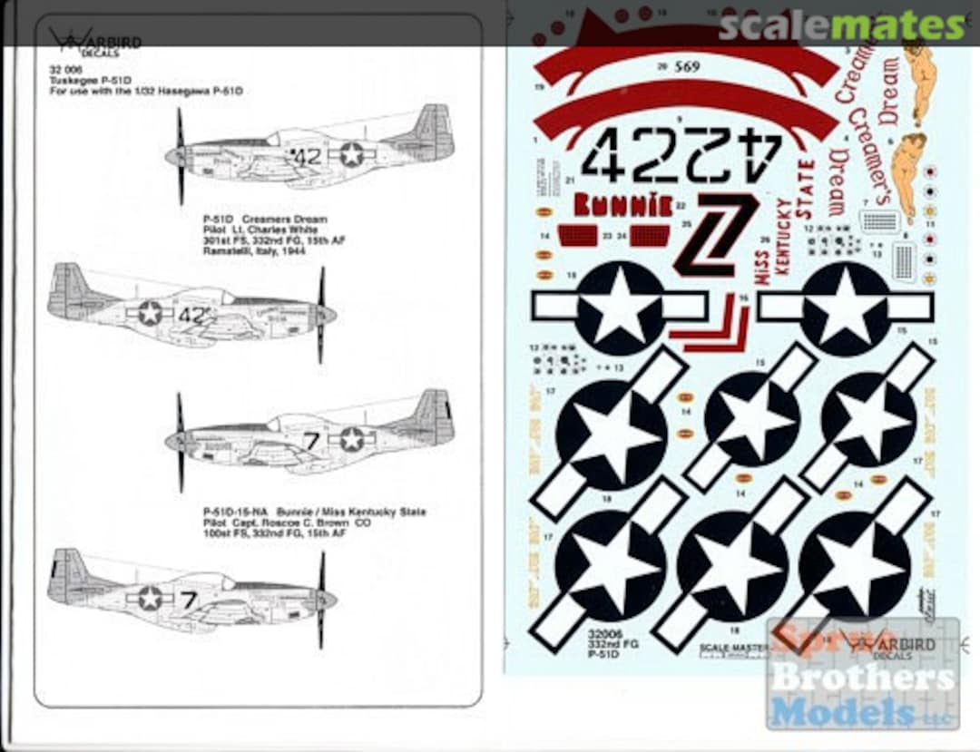 Boxart Tuskegee P-51D (For Hasegawa) 32006 Warbird Decals