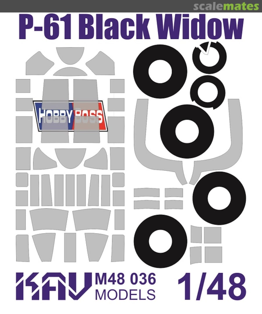 Boxart P-61 Black Widow - Paint mask KAV M48 036 KAV models