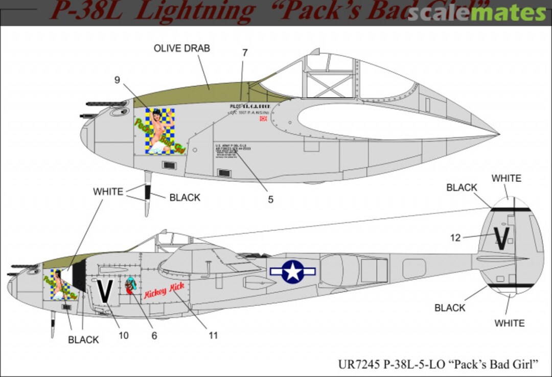 Boxart P-38L-5-LO Lightning “Pack’s Bad Girl” UR7245 UpRise Decal Serbia