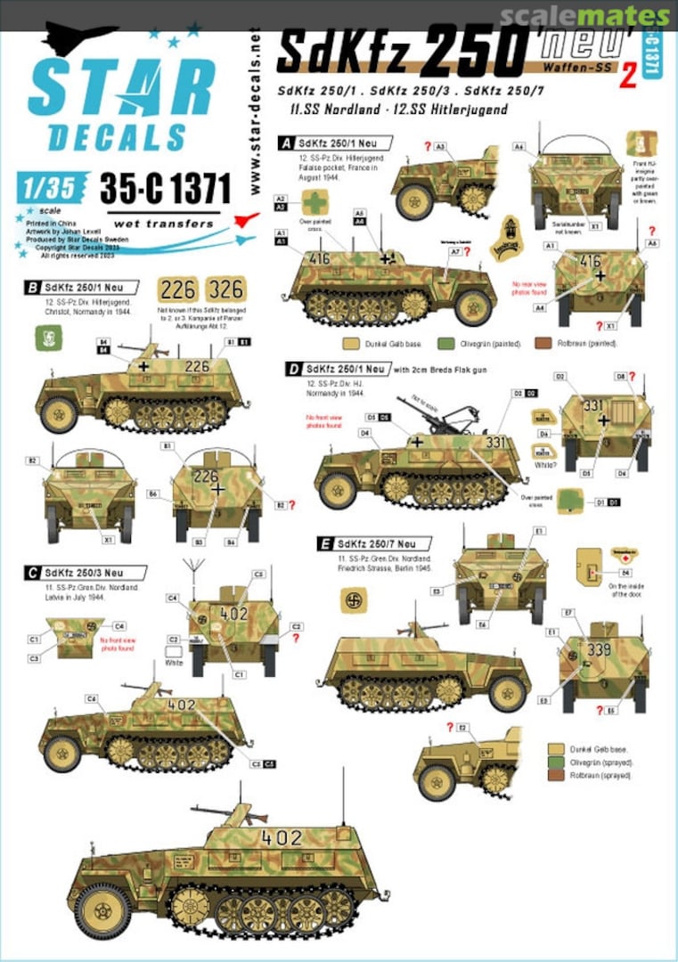 Boxart SdKfz 250 'neu' # 2 35-C1371 Star Decals