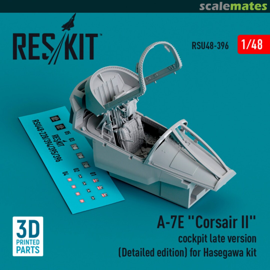 Boxart A-7E Corsair II cockpit late version (Detailed edition) for Hasegawa kit (3D Printed) RSU48-0396 ResKit