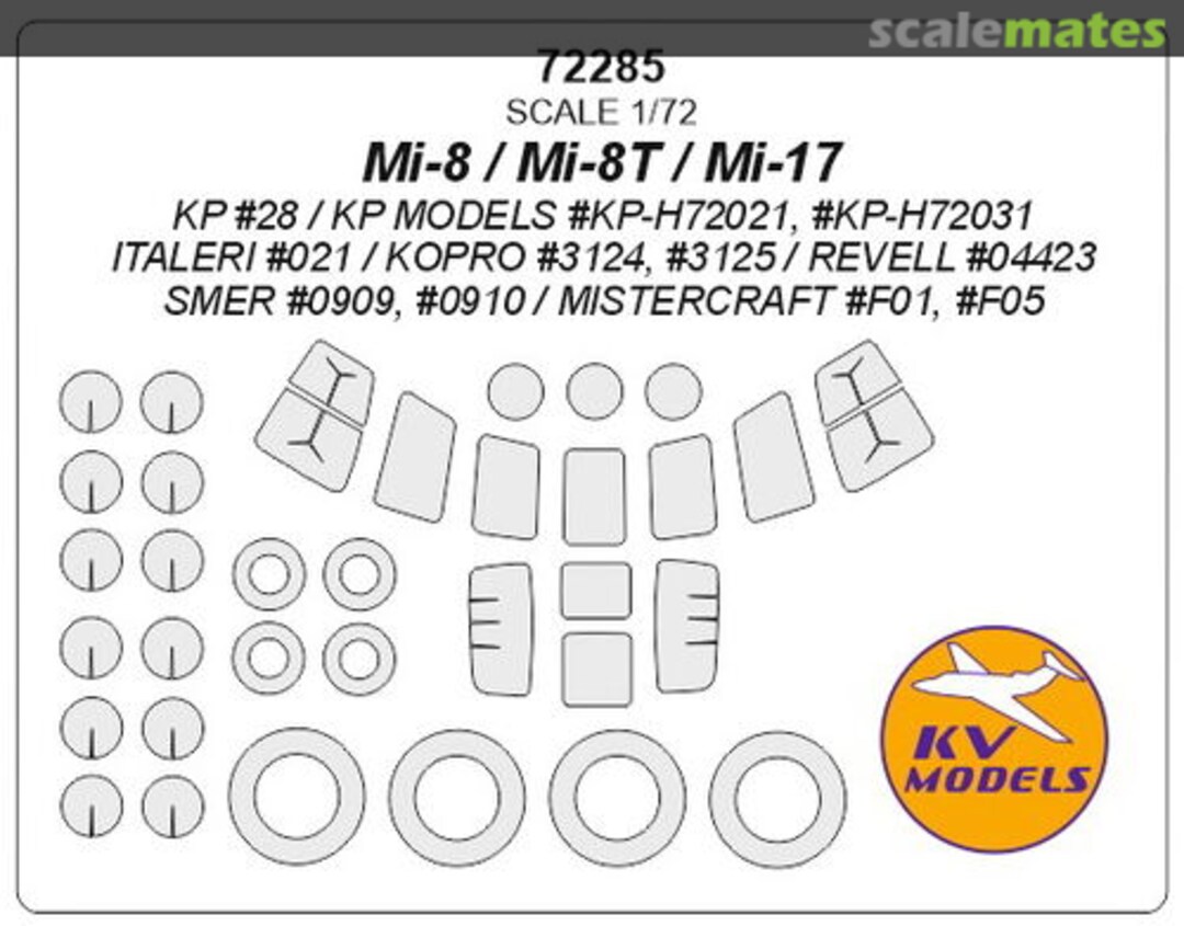Boxart Mask 1/72 for Mi-8 and wheels masks 72285 KV Models