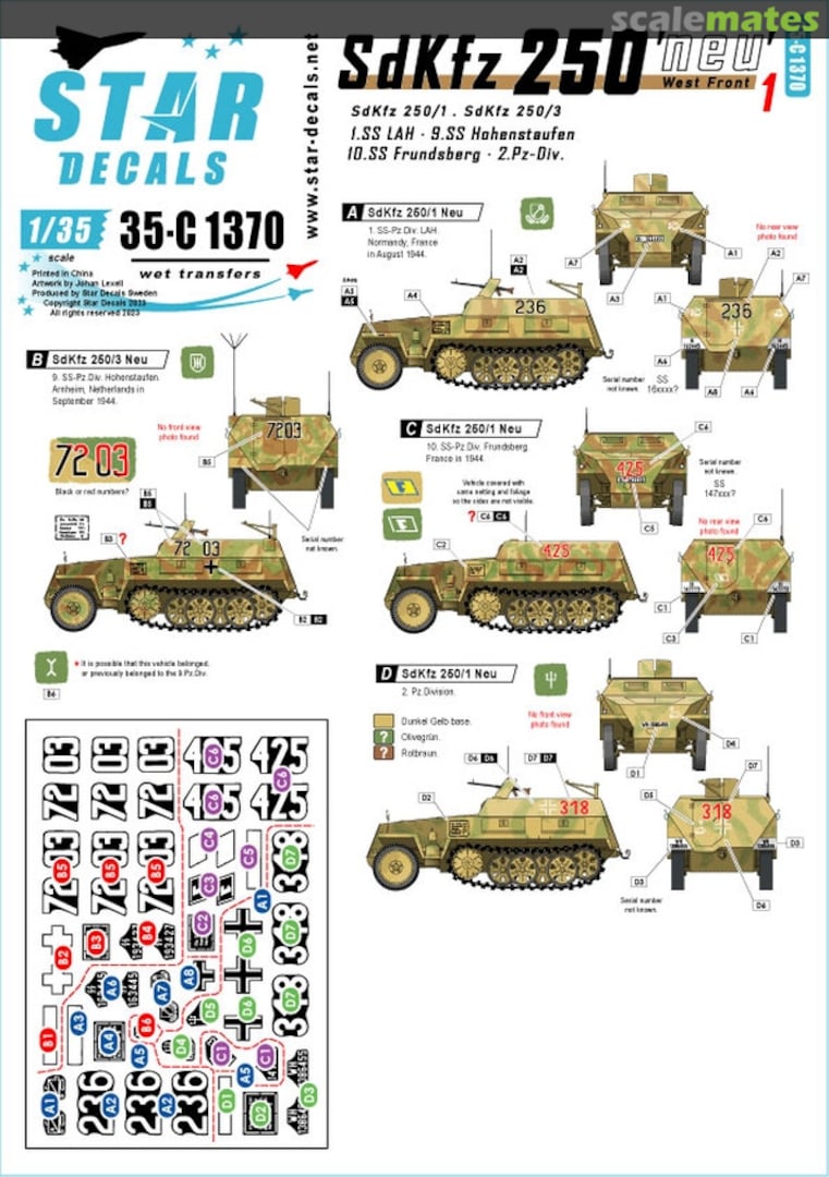 Boxart SdKfz 250 'neu' # 1 35-C1370 Star Decals