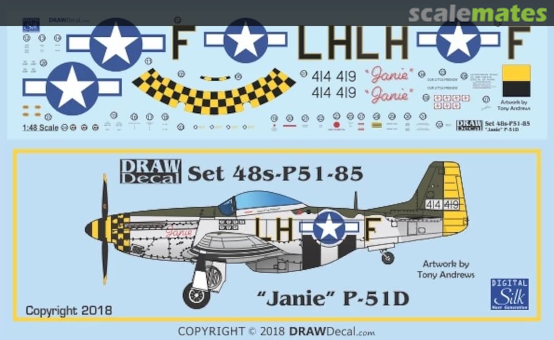 Boxart “Janie” P-51D 48-P51-85 Draw Decal