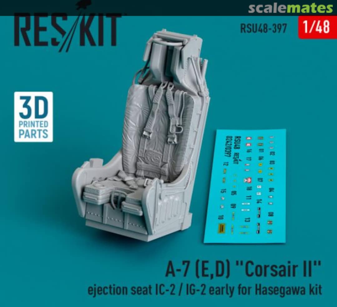 Boxart A-7 (E,D) Corsair II ejection seat IC-2 / IG-2 early for Hasegawa kit (3D Printed) RSU48-0397 ResKit