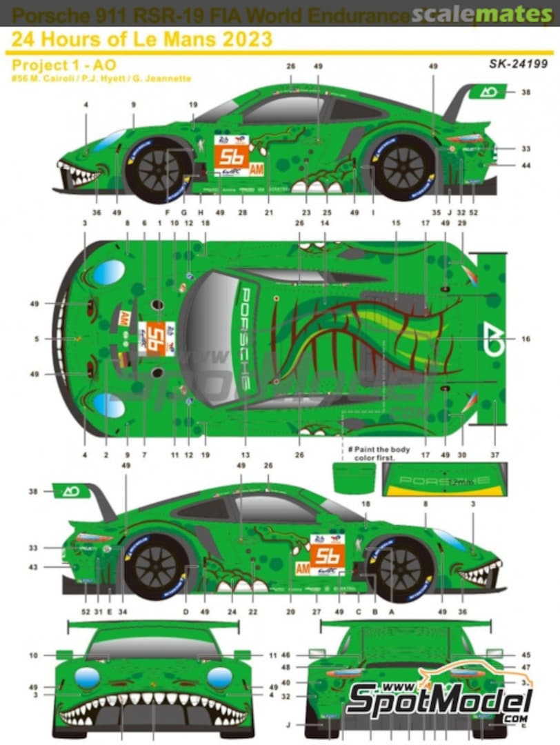 Boxart Porsche 911 RSR-19 Project 1-AO Team #56 SK-24199 SK Decals