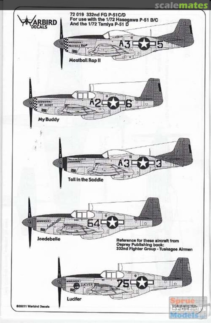 Boxart P-51 Mustang Tuskegee Airmen Part 2 72019 Warbird Decals