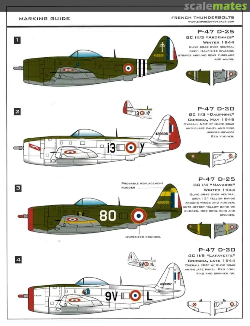 Contents French Thunderbolts ECD7205 Empire City Decals