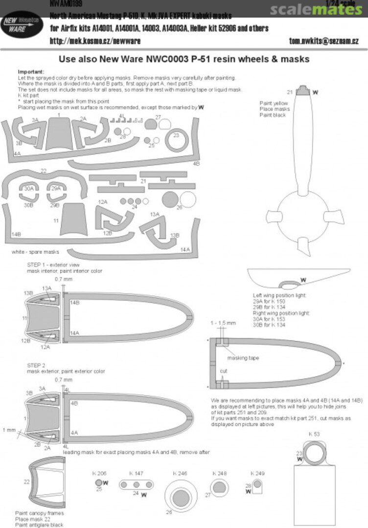 Boxart North American Mustang P-51D, K, Mk.IVA EXPERT kabuki masks NWAM0199 New Ware