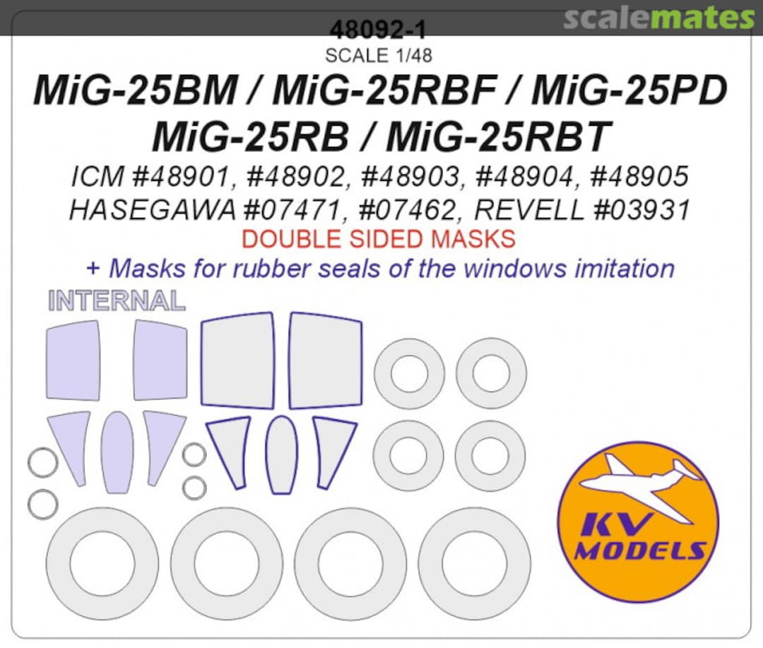 Boxart MiG-25BM / MiG-25PD / MiG-25RB / MiG-25RBT / MiG-25RBF - Double-sided 48092-1 KV Models