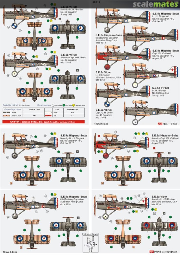 Boxart Royal Aircraft Factory S.E.5a 48012 AVI Print