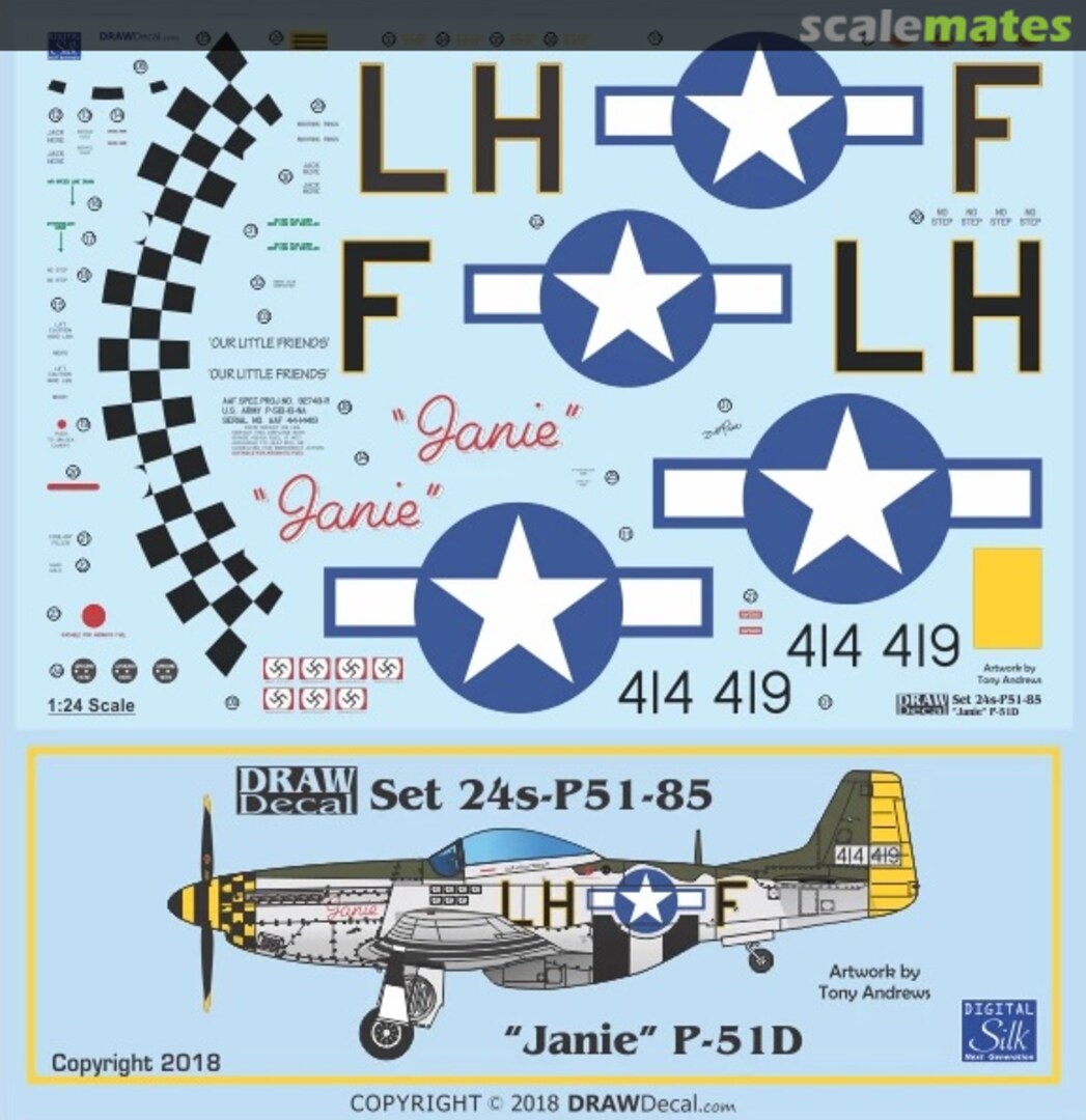 Boxart “Janie” P-51D 24-P51-85 Draw Decal