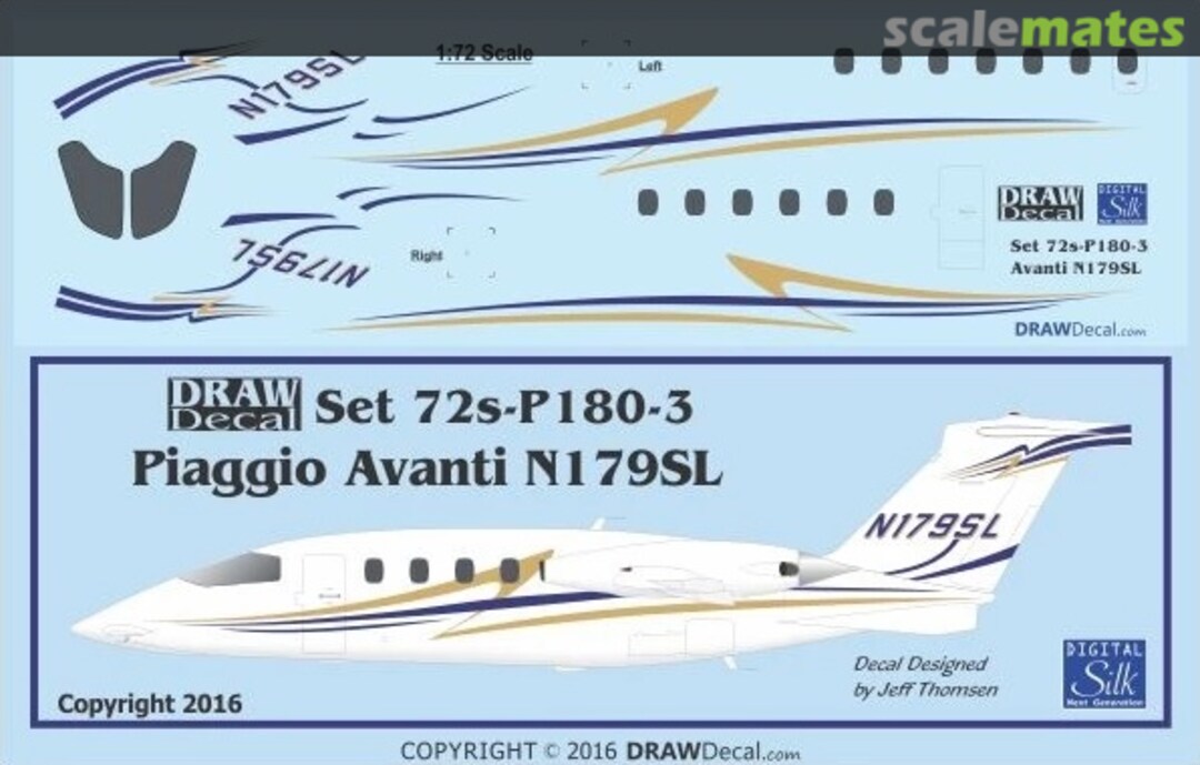 Boxart Piaggio P.180 Avanti N179SL 72-P180-3 Draw Decal