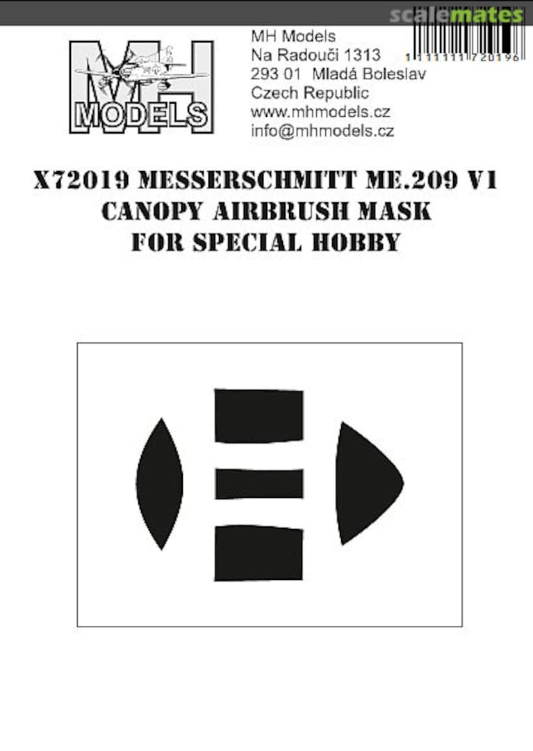 Boxart Messerschmitt Me.209 V1 Canopy X72019 MH Models