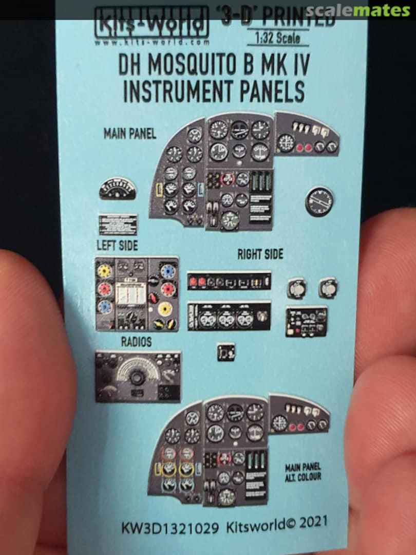 Boxart de Havilland Mosquito B Mk.IV/PR Mk.IV 3-D printed instrument panels KW3D1321029 Kits-World