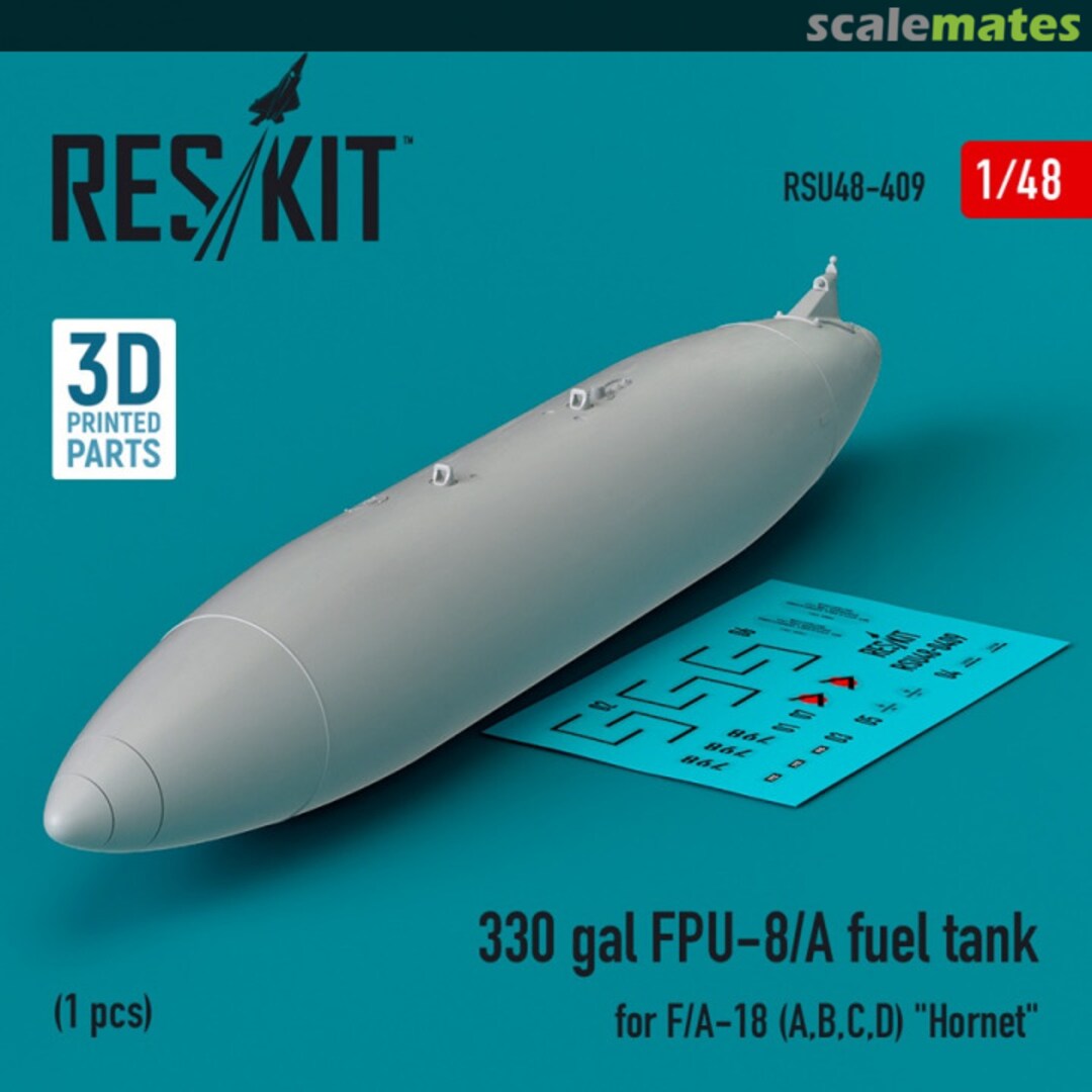 Boxart 330 gallon FPU-8/A fuel tank for F/A-18 (A,B,C,D) Hornet (1 шт.) (3D Printed) RSU48-0409 ResKit