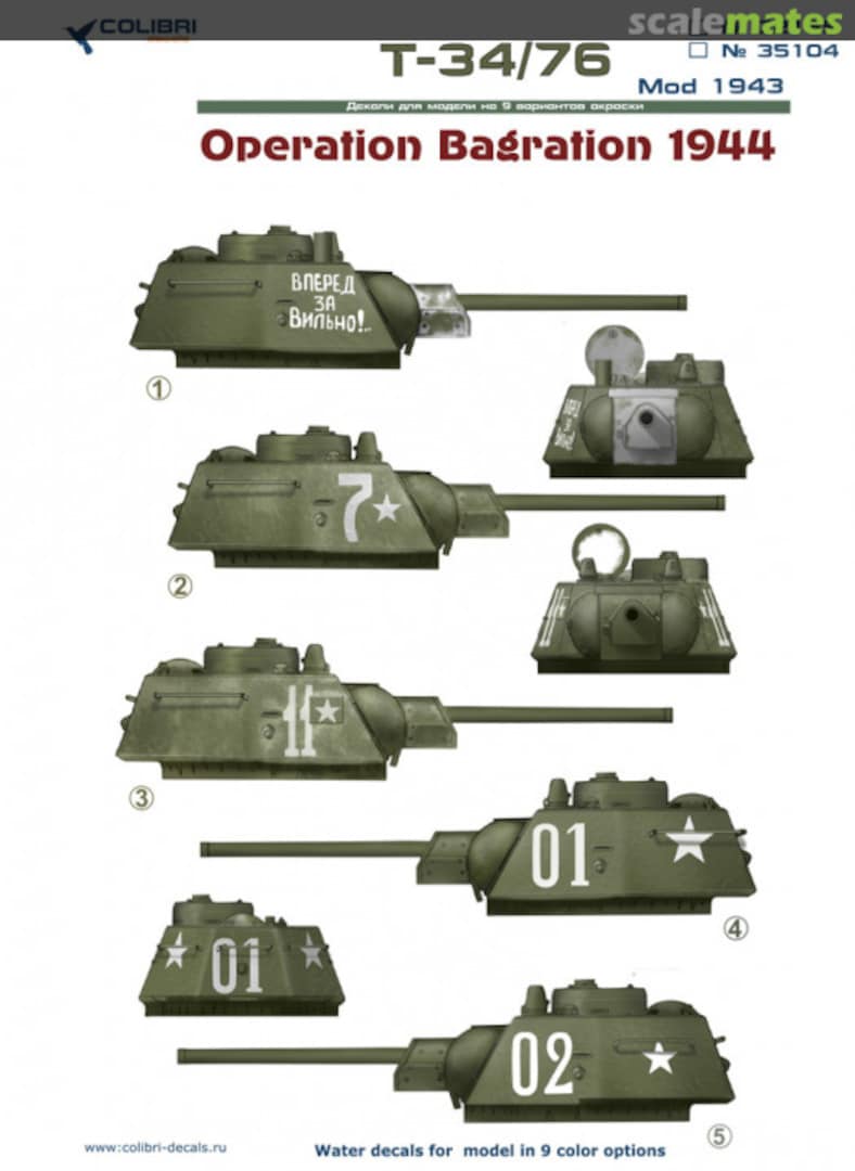 Boxart T-34/76 mod 1943 72165 Colibri Decals