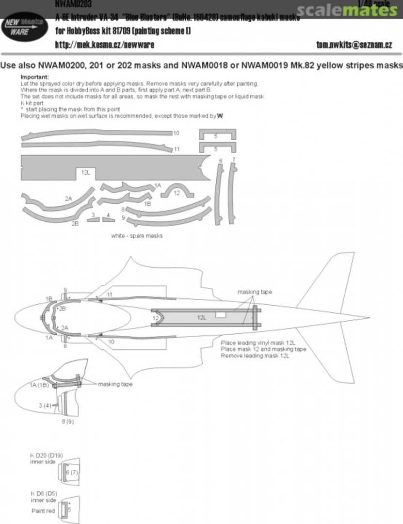 Boxart A-6E Intruder - VA-34 "Blue Blasters" camouflage kabuki masks NWAM0203 New Ware