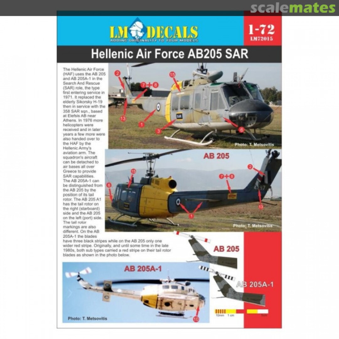 Boxart Hellenic Air Force AB205 SAR Helicopters LM 72015 LM Decals