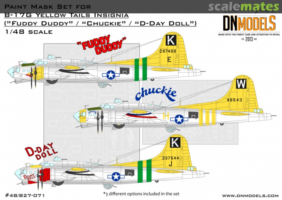 Boxart B-17G Flying Fortress Yellow Tails Insignia Paint Mask Set 48/827-071 DN Models