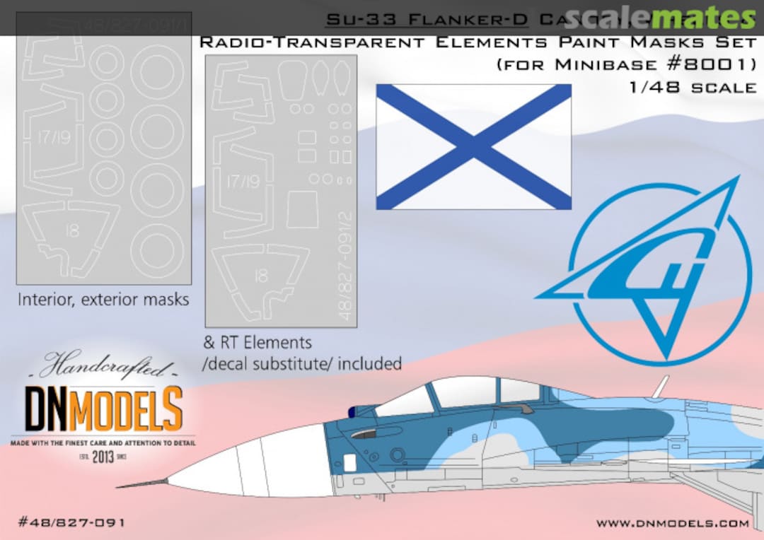 Boxart Su-33 Flanker-D - Canopy, Wheels & RT Elements Paint Masks 48/827-091 DN Models