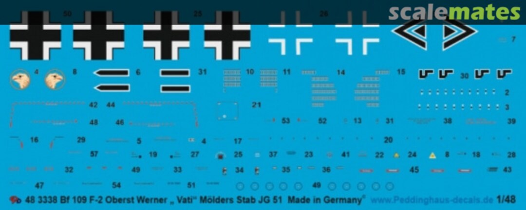 Boxart Bf 109 F-2 Oberst Werner Mölders, Stab JG 51 48 3438 Peddinghaus-Decals