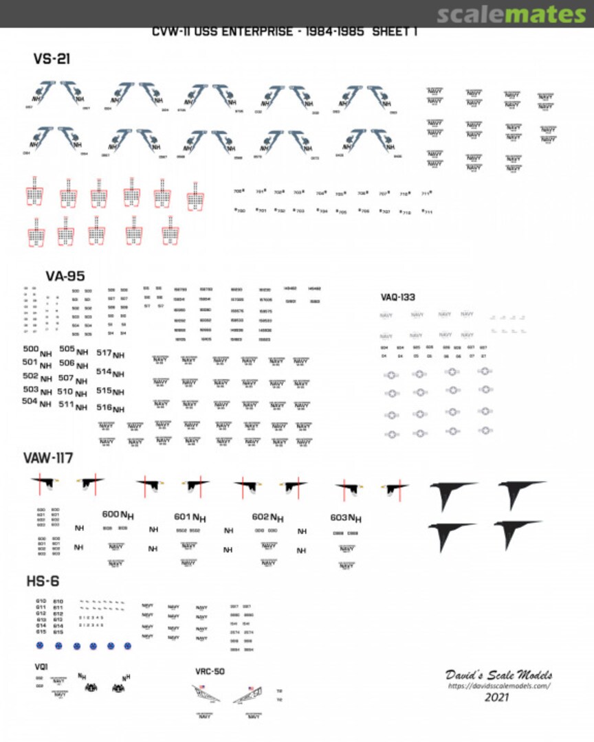 Boxart CVW-11 (1984/85) Air Wing Decal Set CVW-11-1984 David's Scale Models