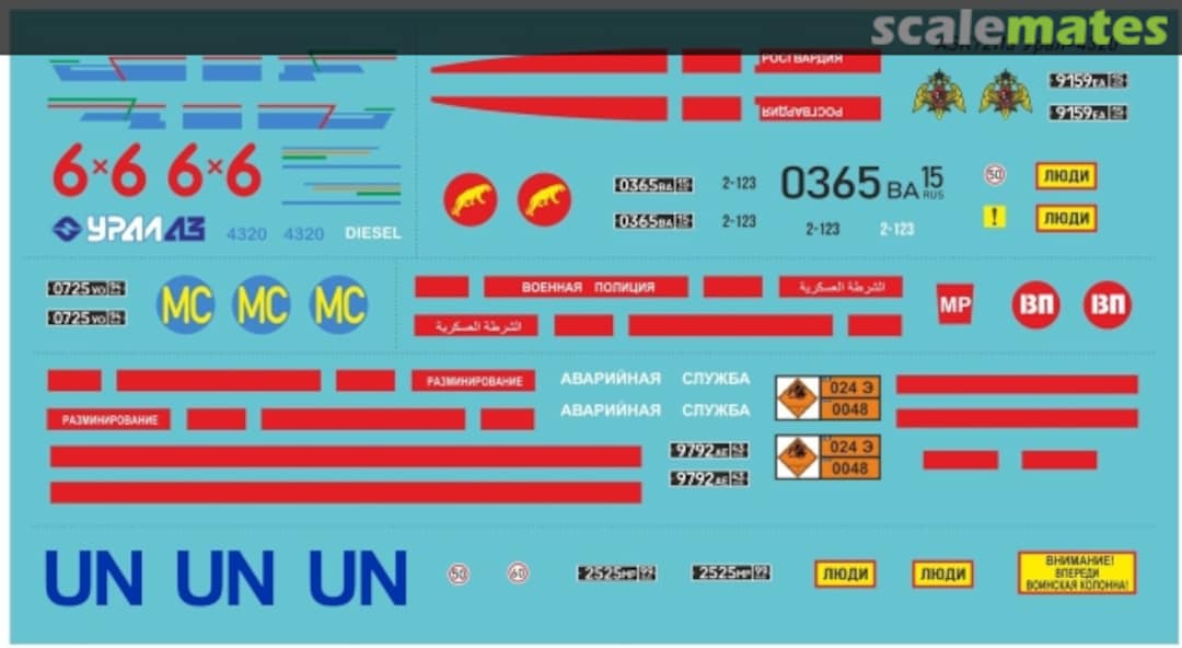 Contents Ural-4320 decals 72113 All Scale Kits