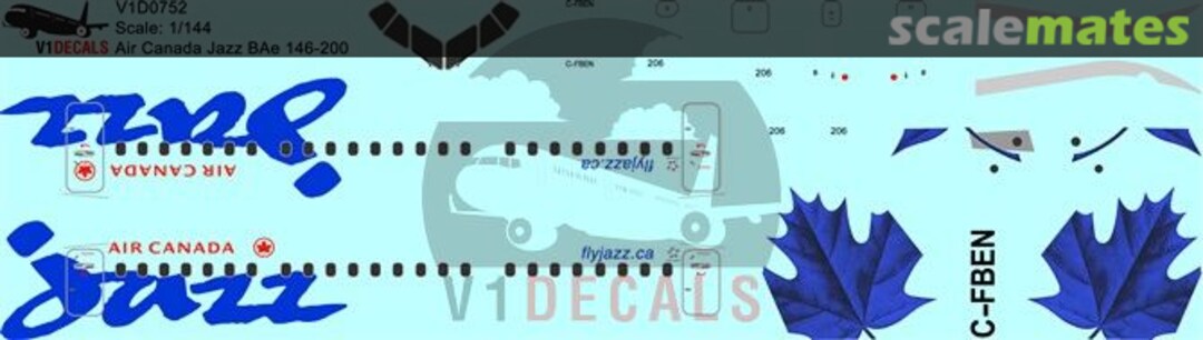 Boxart Air Canada Jazz BAe Avro 146-200 - RJ-85 V1D0752-144 V1 Decals