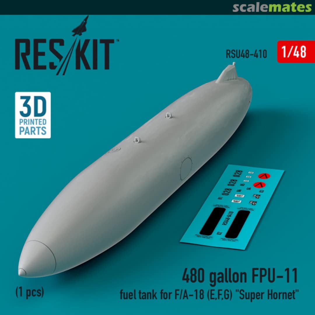 Boxart 480 gallon FPU-11 fuel tank for F/A-18 (E,F,G) Super Hornet (1 шт.) (3D Printed) RSU48-0410 ResKit