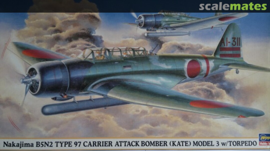 Boxart Nakajima B5N2 Type 97 Carrier Attack Bomber (Kate) Model 3 w/Torpedo 09396 Hasegawa